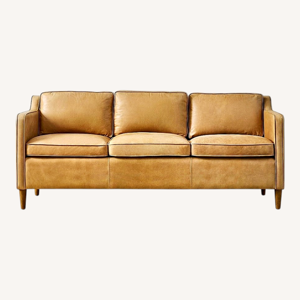 Image of West Elm Hamilton Leather Sofa Tan Color