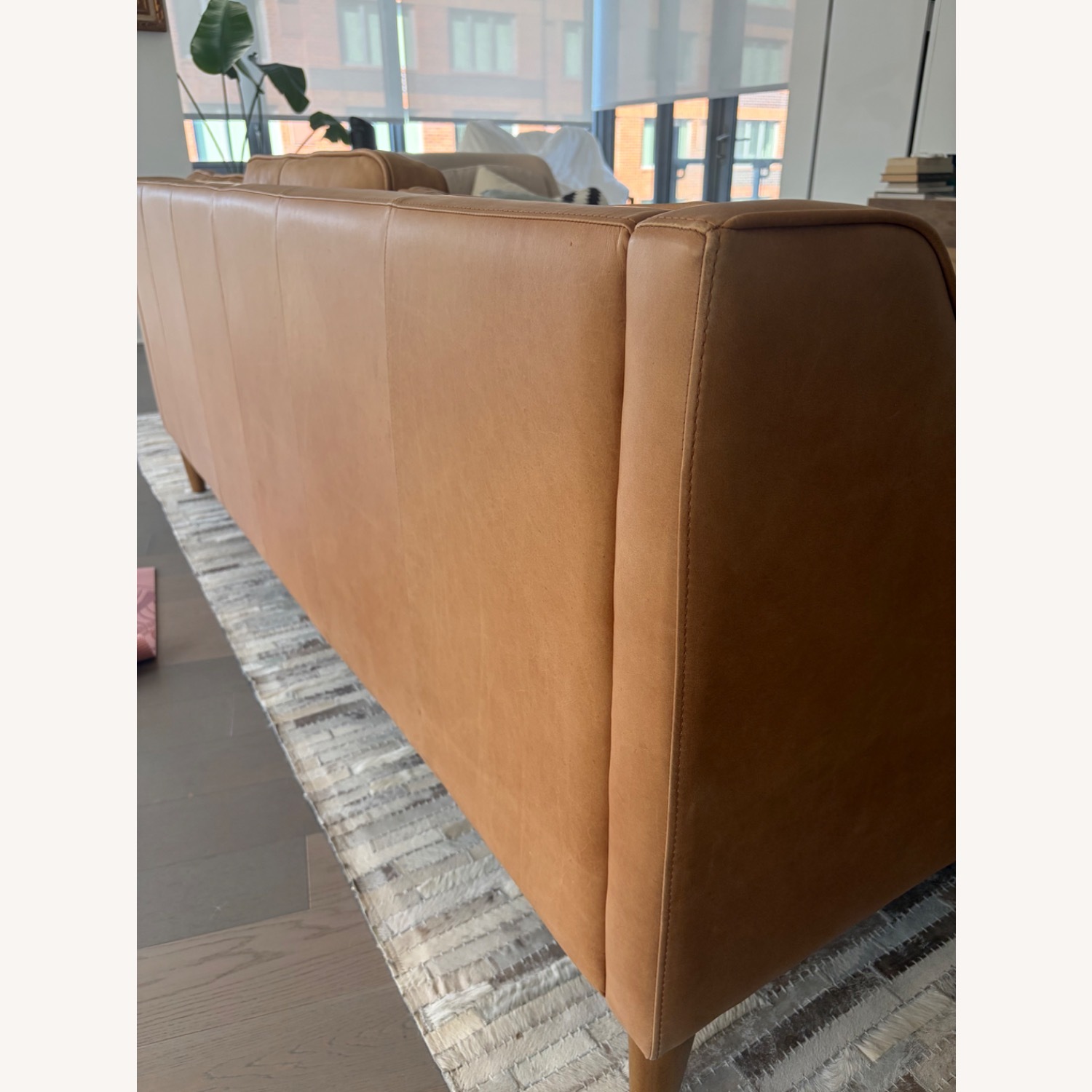 West Elm Hamilton Leather Sofa Tan Color - image-3