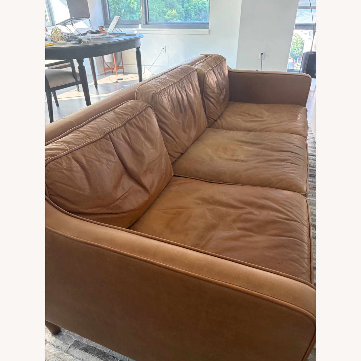 West Elm Hamilton Leather Sofa Tan Color - image-2