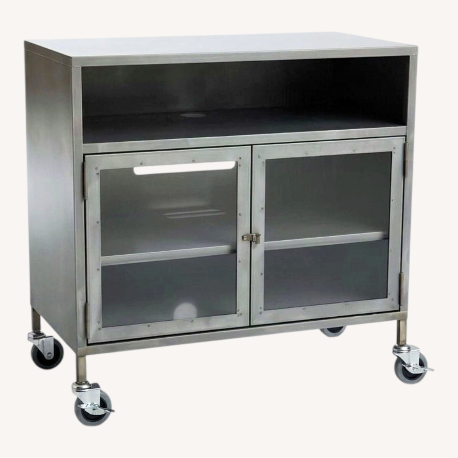 West Elm Silver Metal Media Storage - image-0
