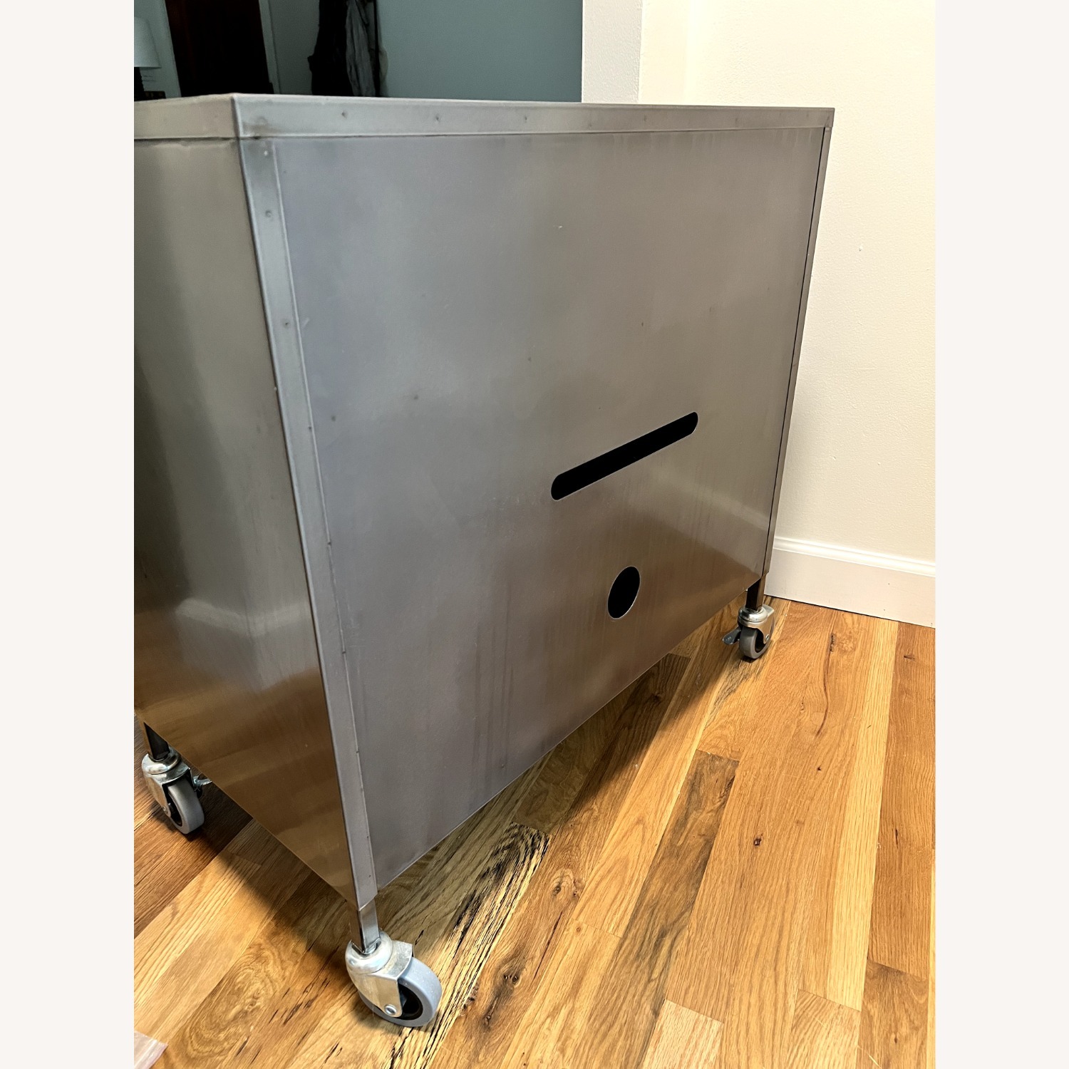 West Elm Silver Metal Media Storage - image-1