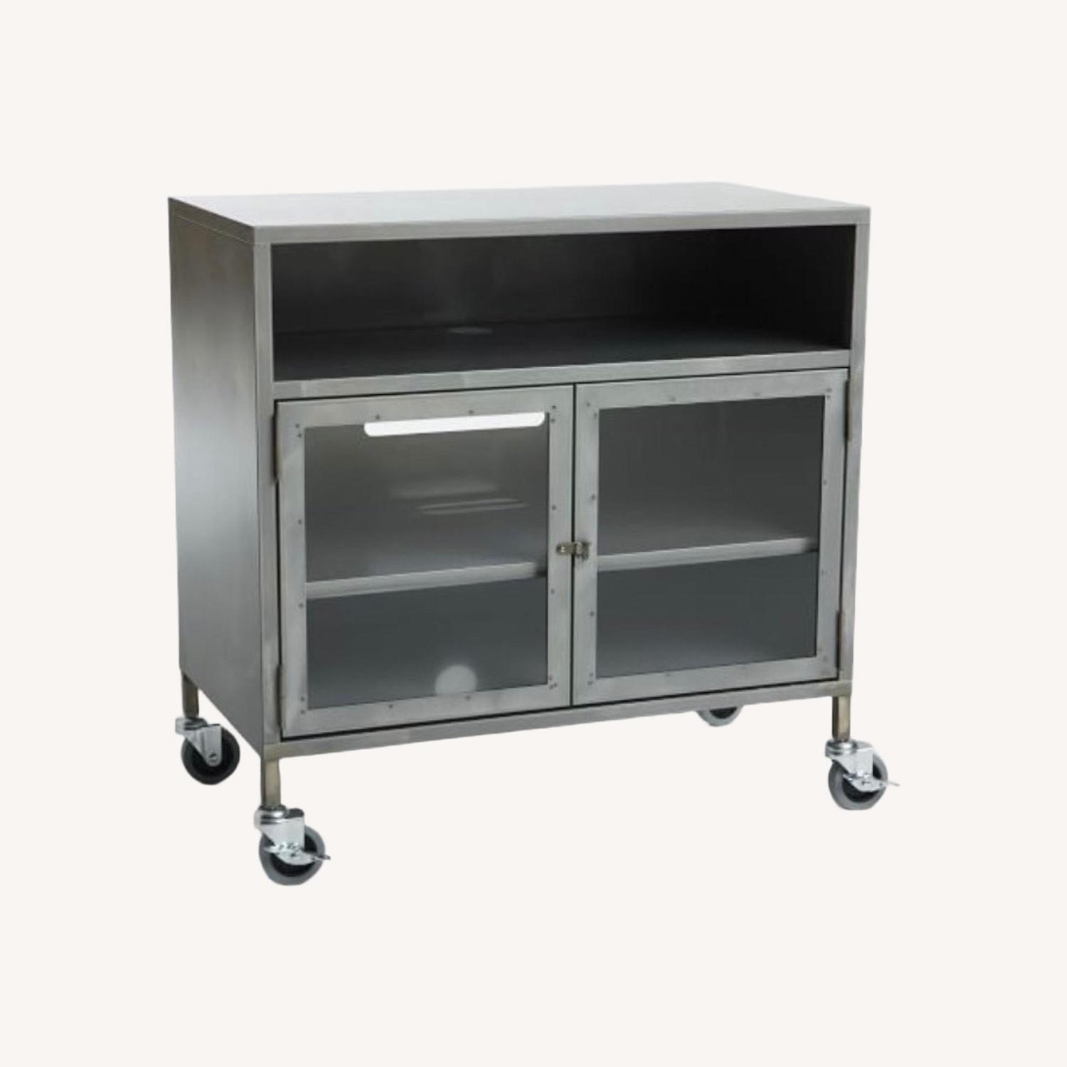 West Elm Silver Metal Media Storage - image-10