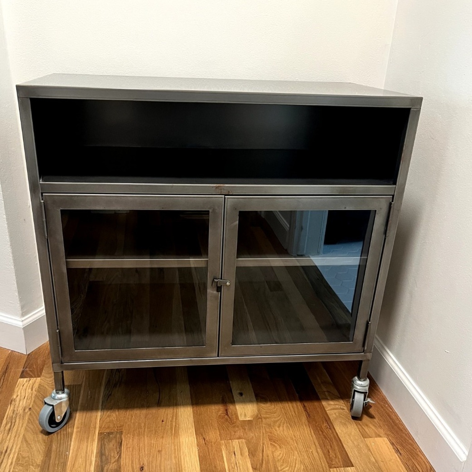 West Elm Silver Metal Media Storage - image-9
