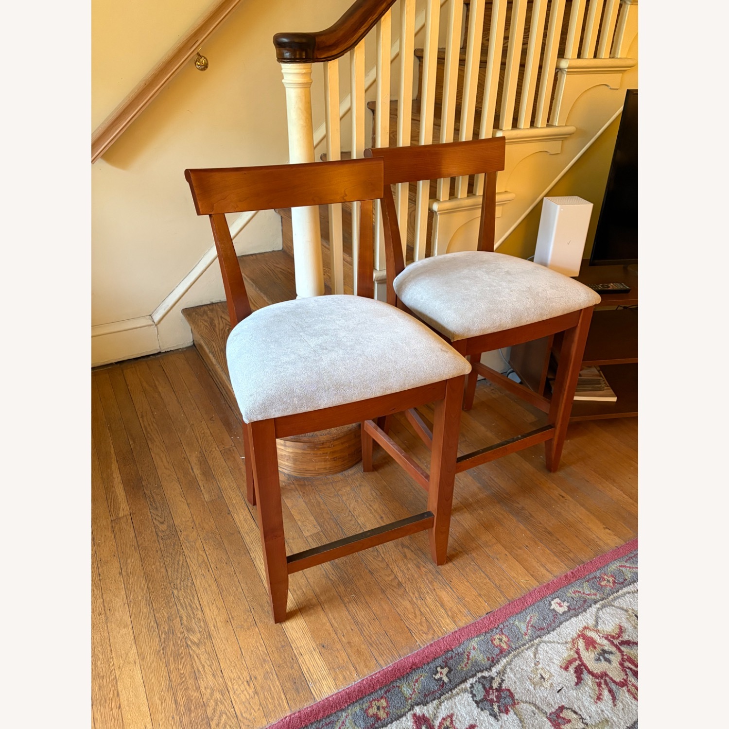 Stickley Blue Fabric Counter Stools - image-1