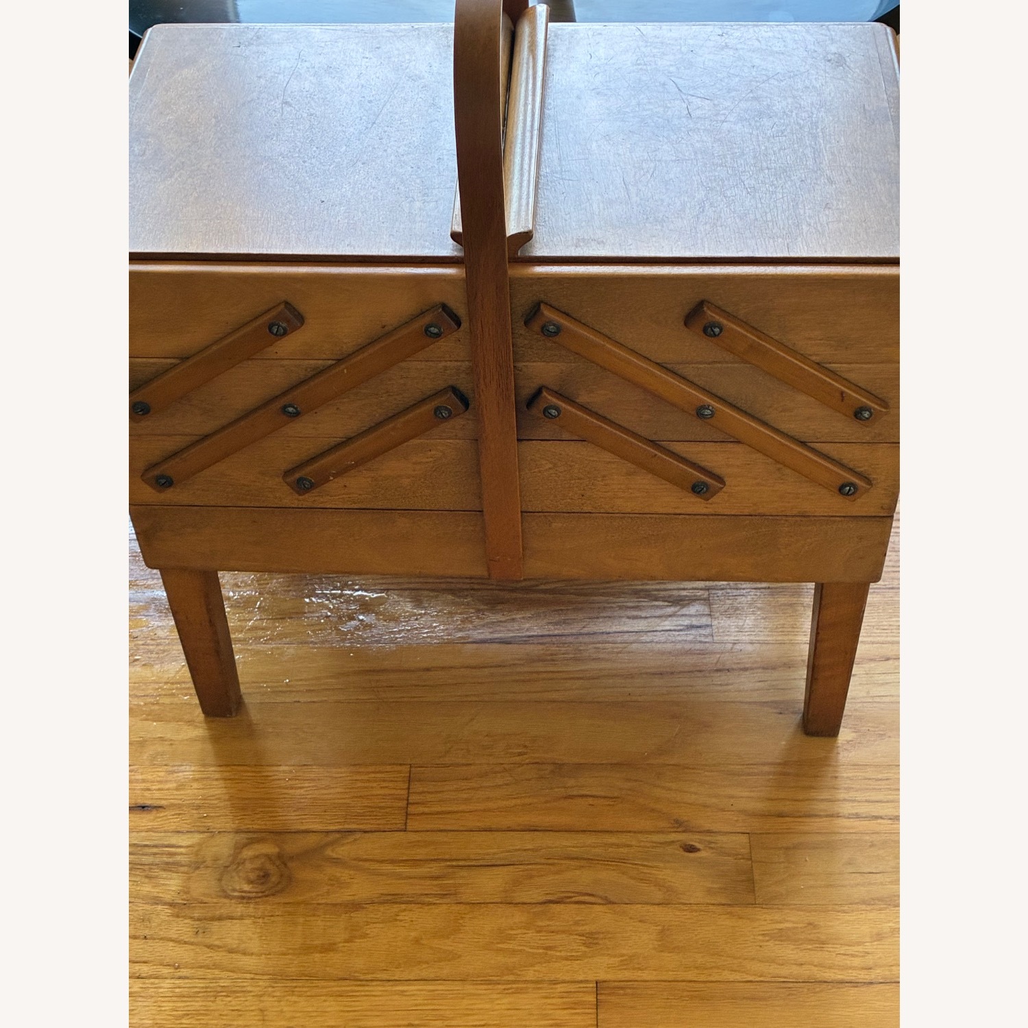 Vintage/Antique Expandable Sewing Box - image-1