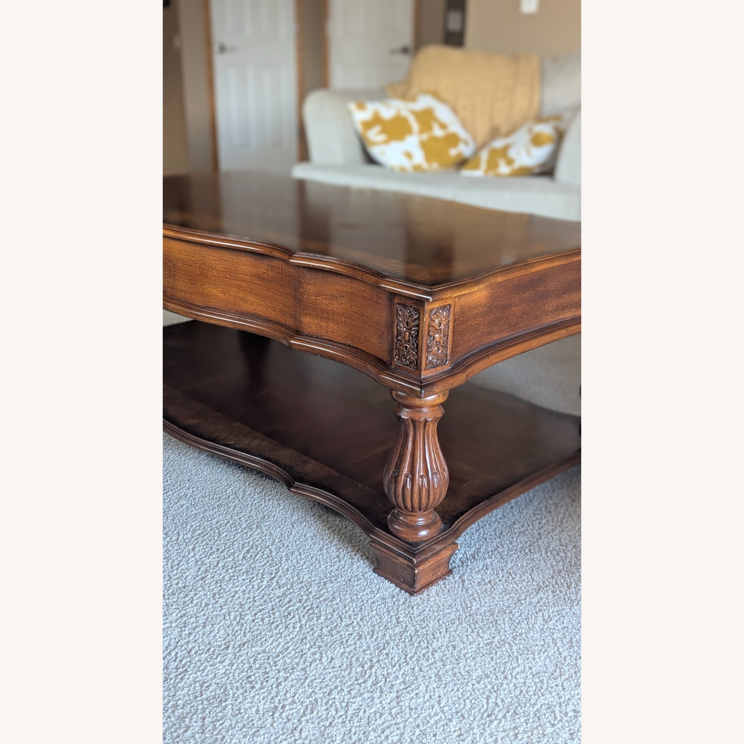Solid Wood Coffee Table with Drawers - image-3