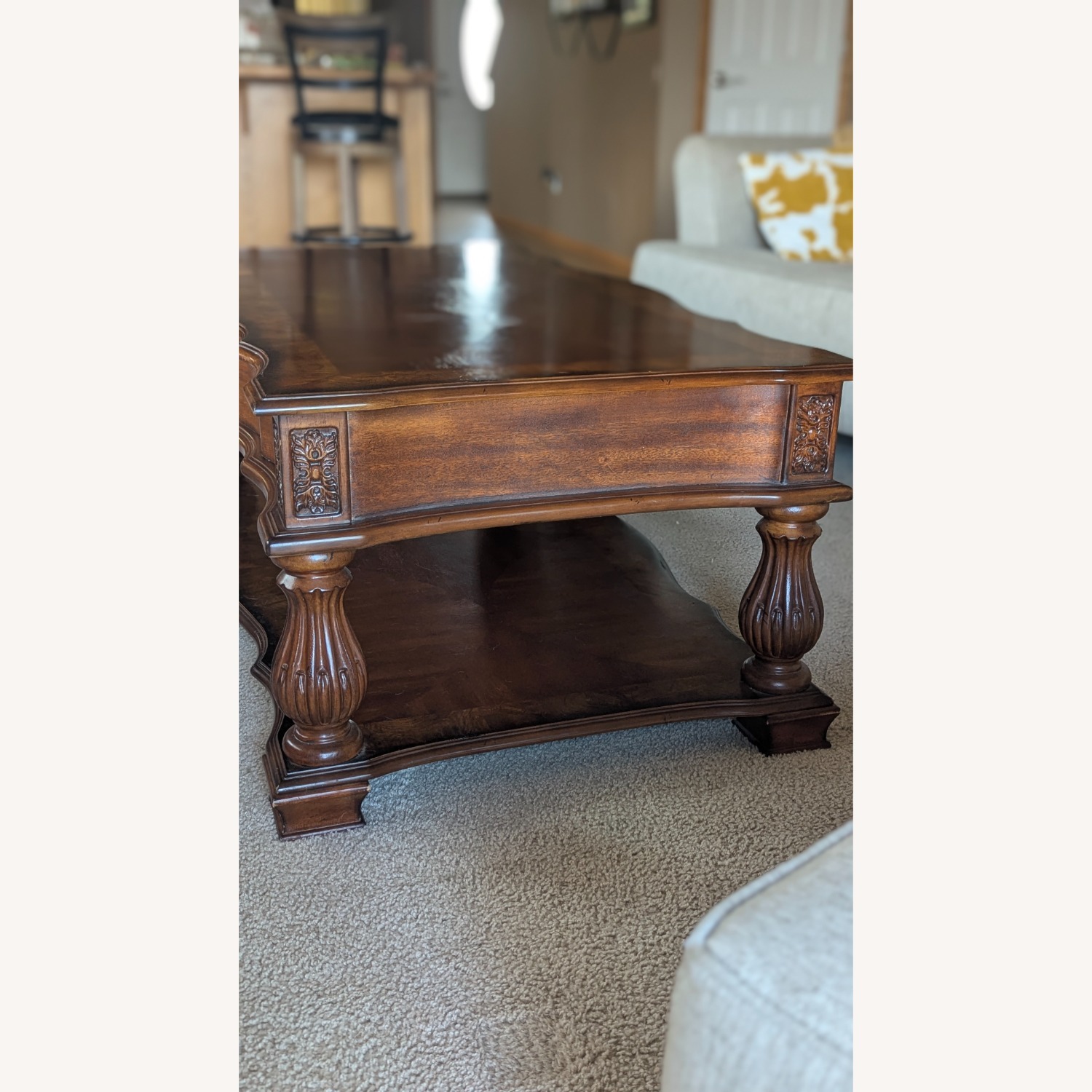 Solid Wood Coffee Table with Drawers - image-2
