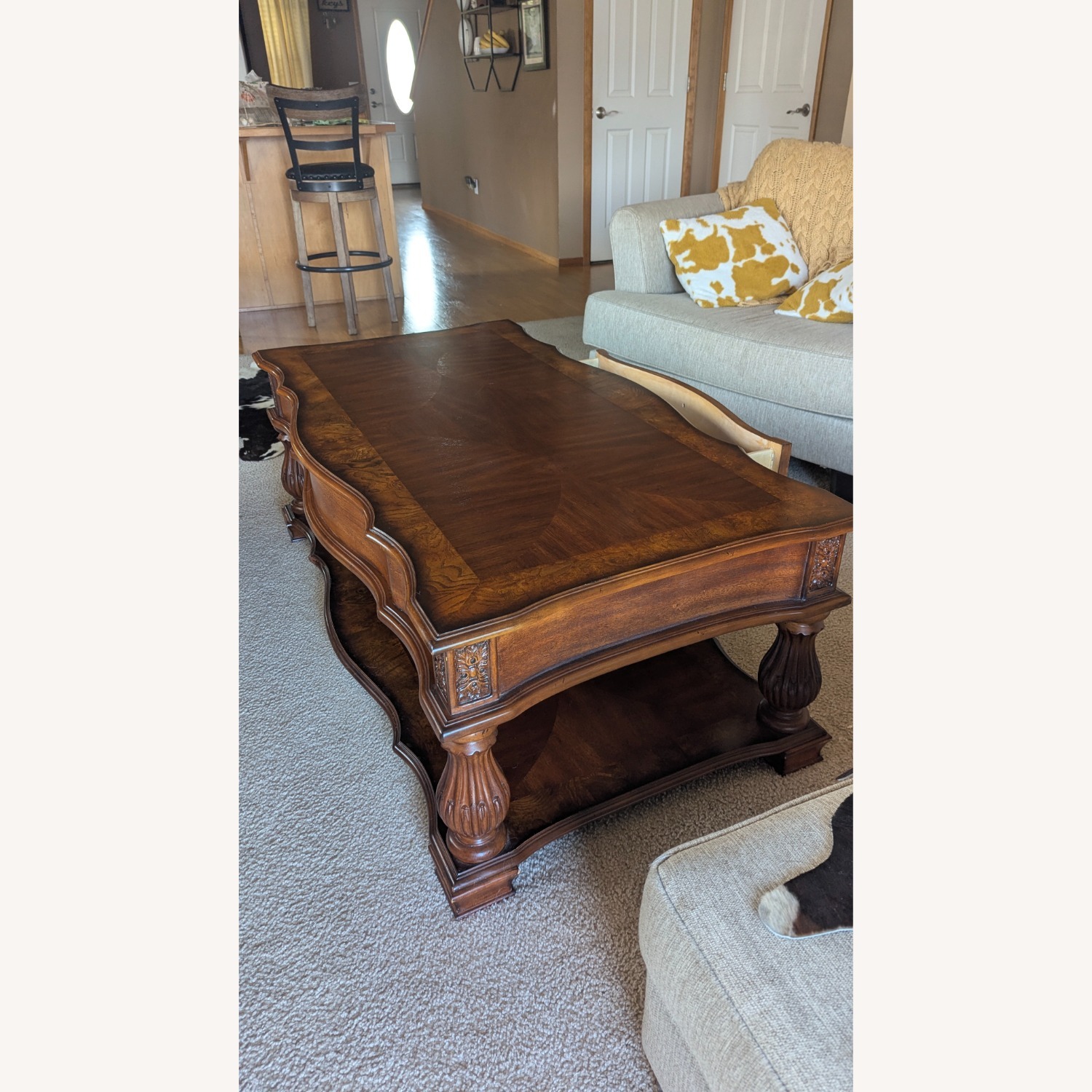 Solid Wood Coffee Table with Drawers - image-5