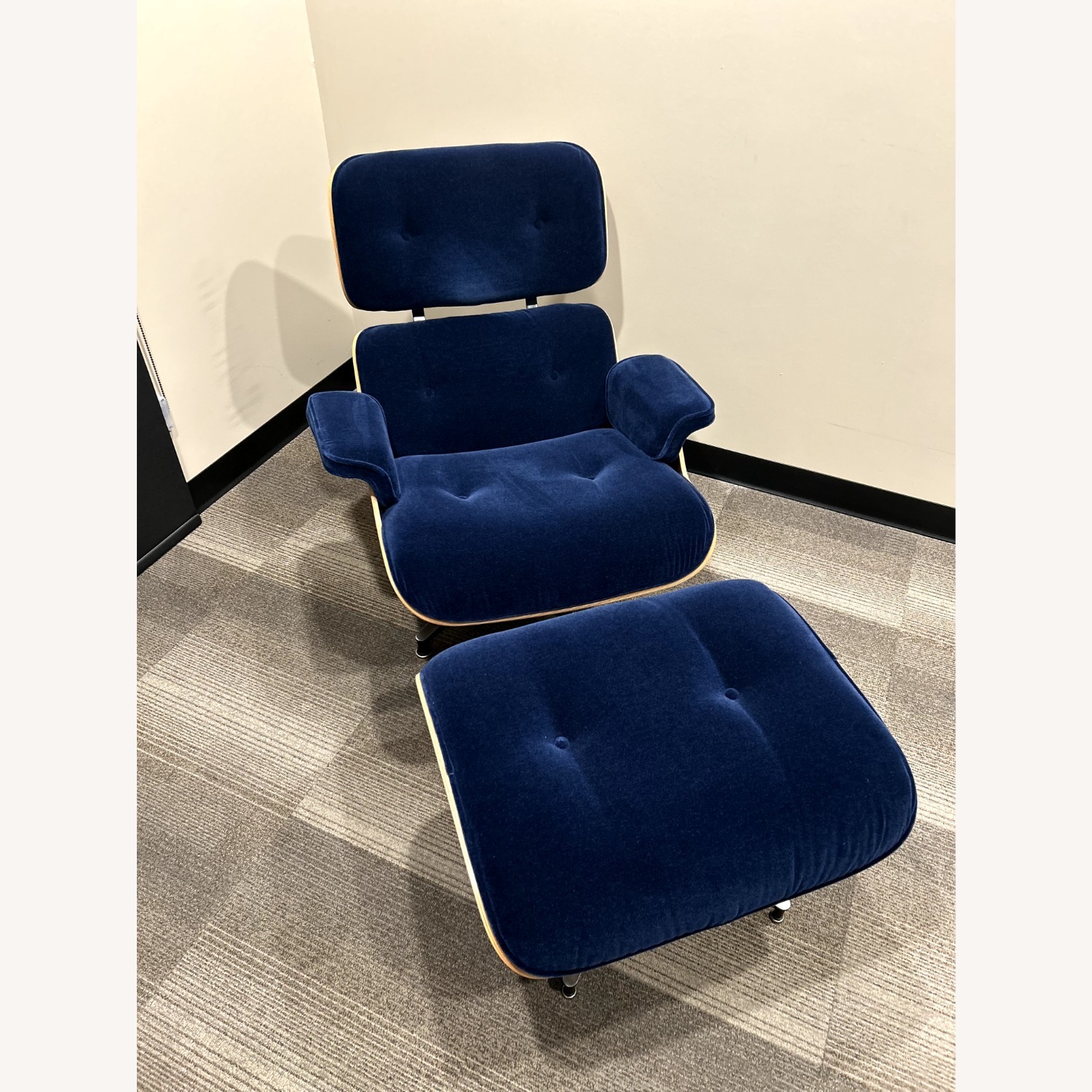 Herman Miller Eames Blue Accent Chair with Ottoman - image-1