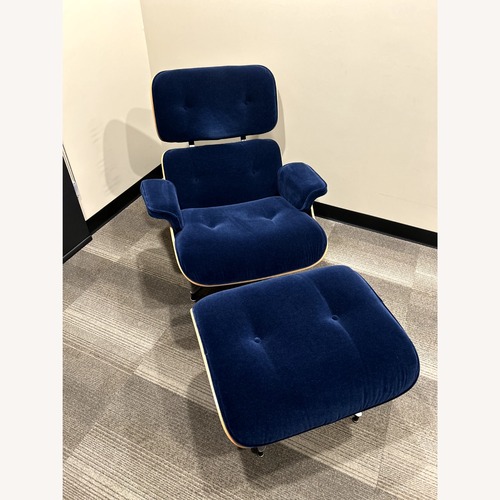 Used Herman Miller Eames Blue Accent Chair with Ottoman for sale on AptDeco