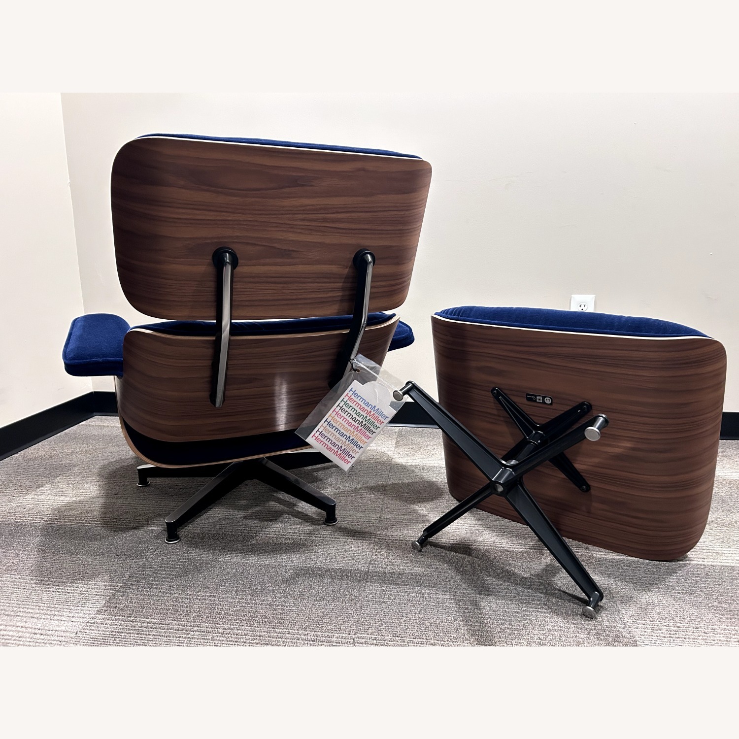 Herman Miller Eames Blue Accent Chair with Ottoman - image-2