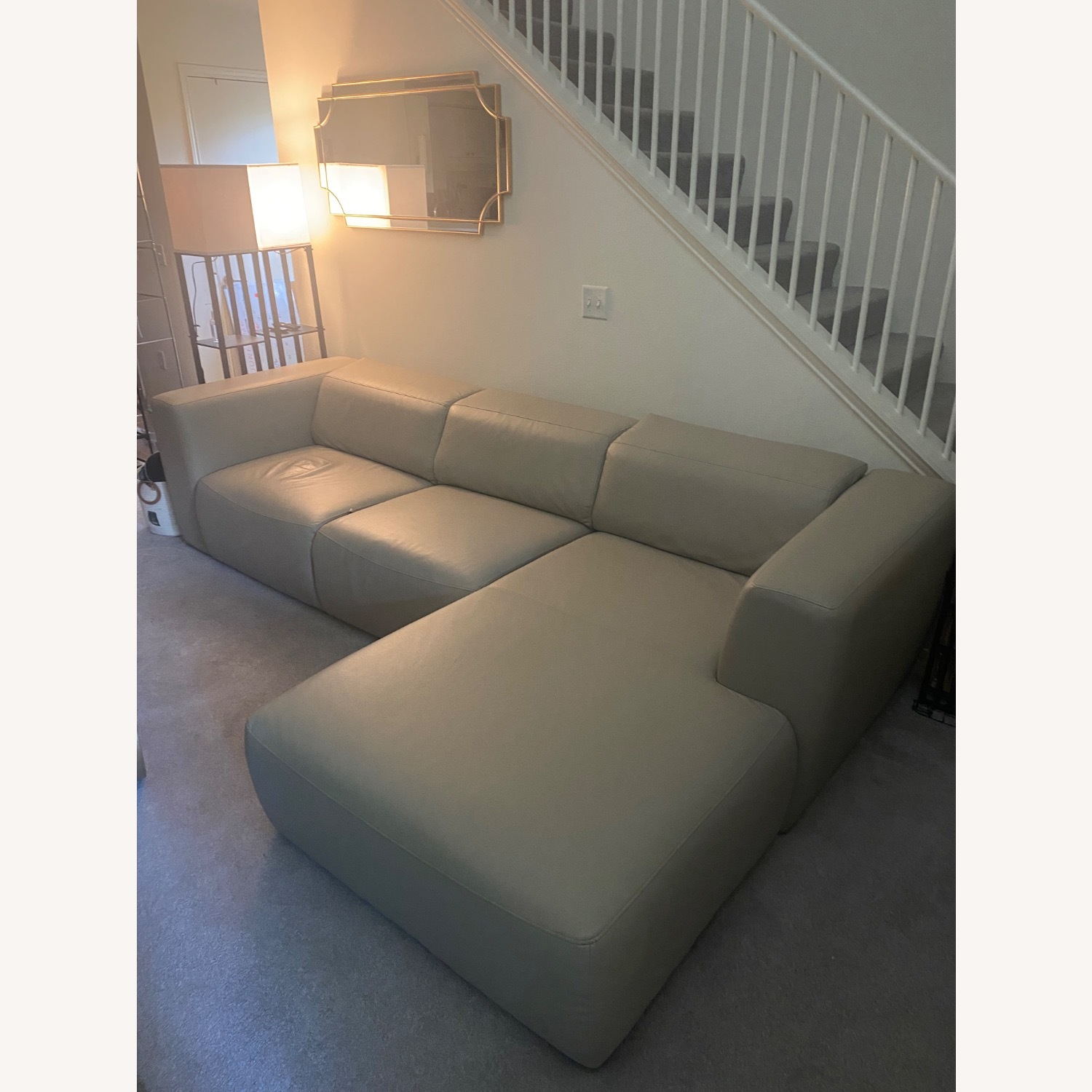 Picasso Natural Faux Leather 2 Piece Sectional - image-1