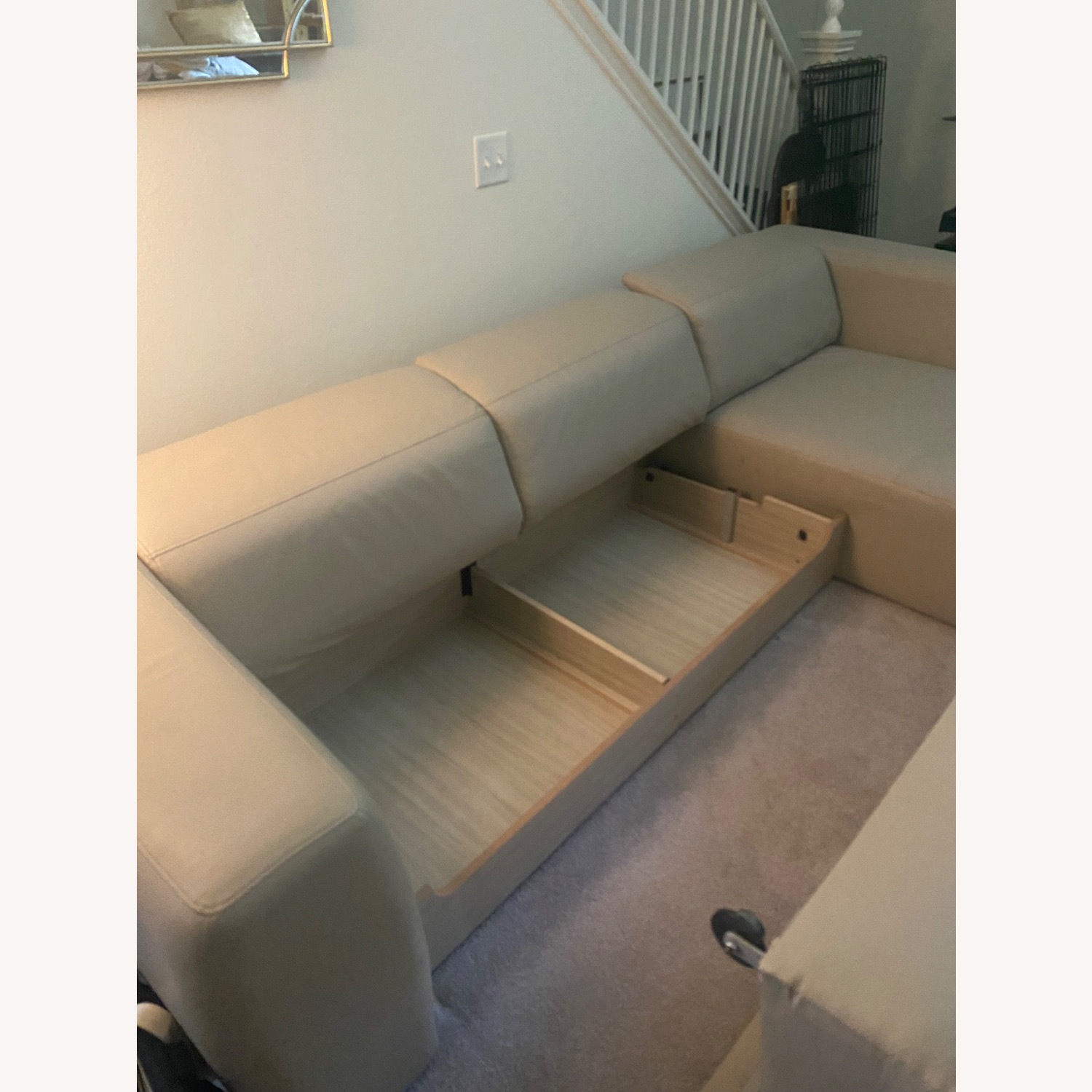 Picasso Natural Faux Leather 2 Piece Sectional - image-6