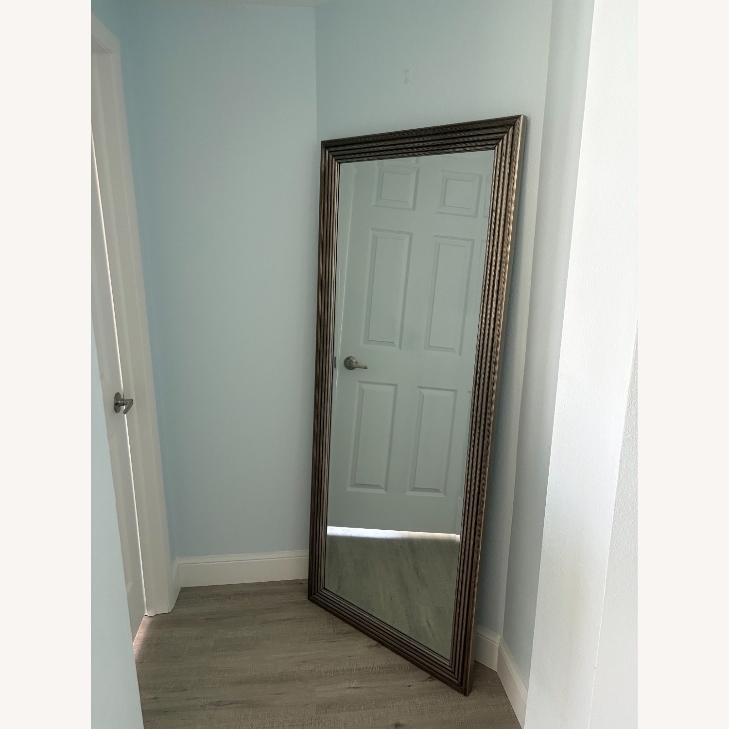 Contemporary Champagne Silver Leaner Floor Mirror - image-2