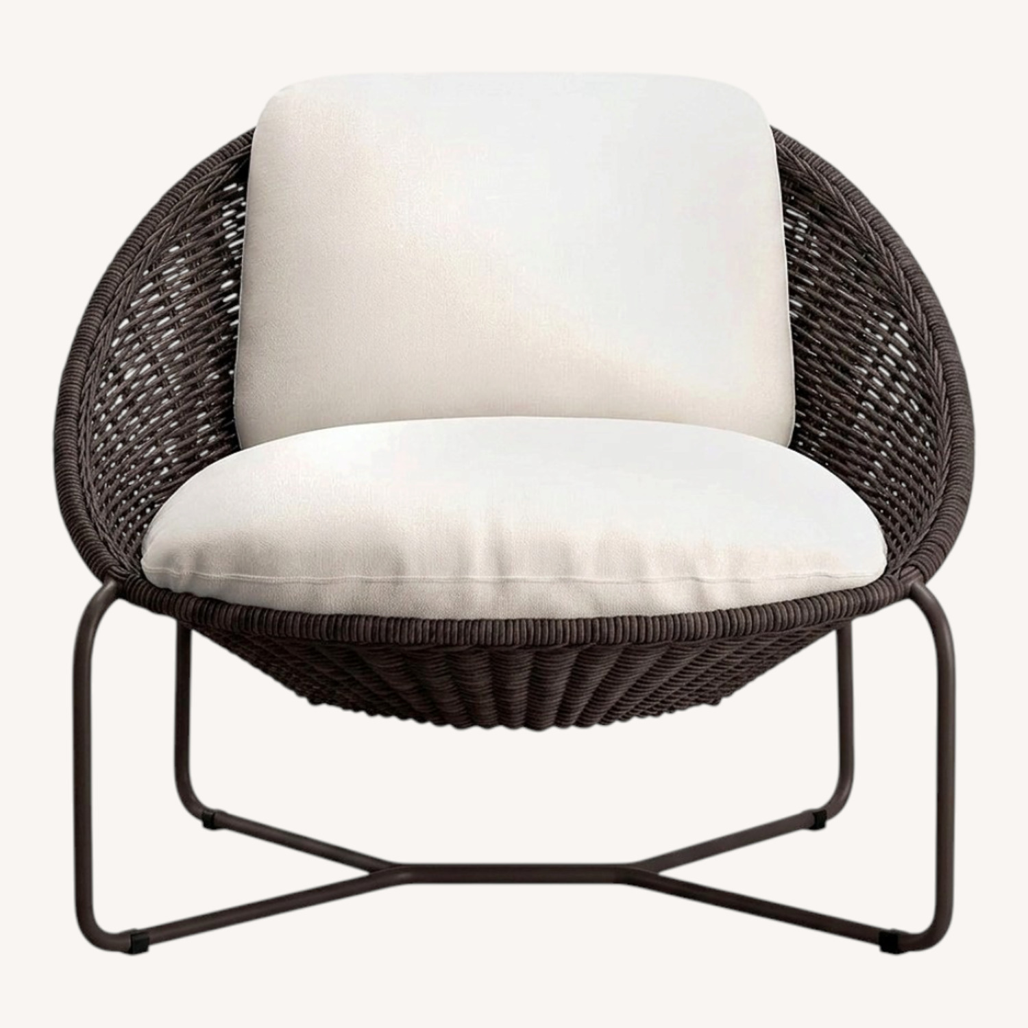 Morocco Graphite Oval Outdoor Lounge Chair with White Cushion - image-0