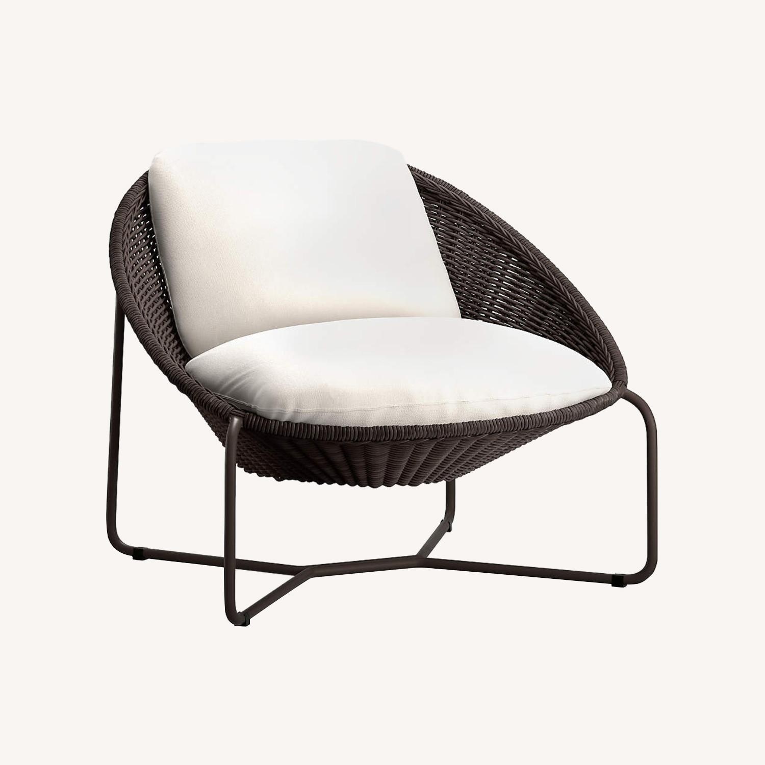 Morocco Graphite Oval Outdoor Lounge Chair with White Cushion - image-5
