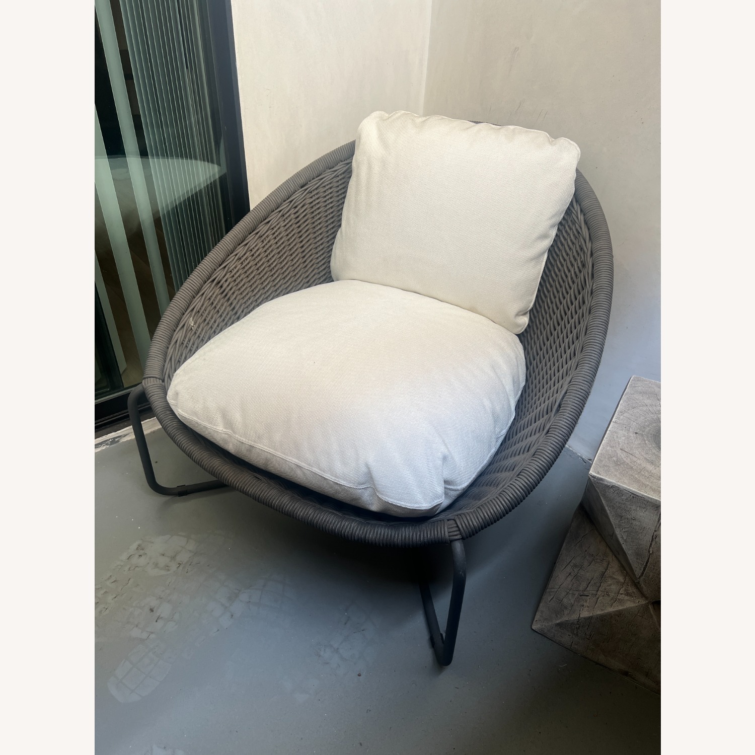 Morocco Graphite Oval Outdoor Lounge Chair with White Cushion - image-4