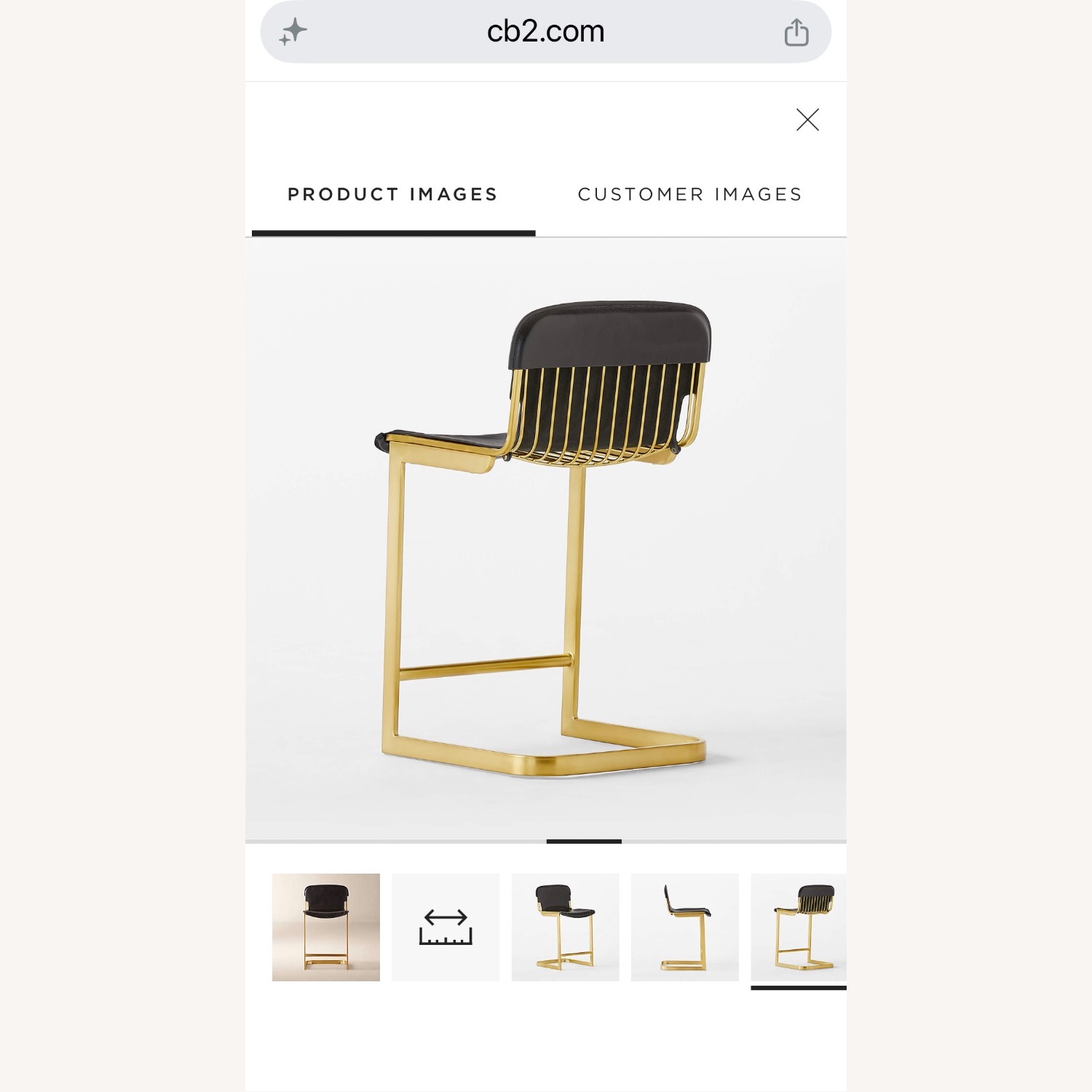 CB2 Rake Black Counter Stool by Kravitz Design - image-2