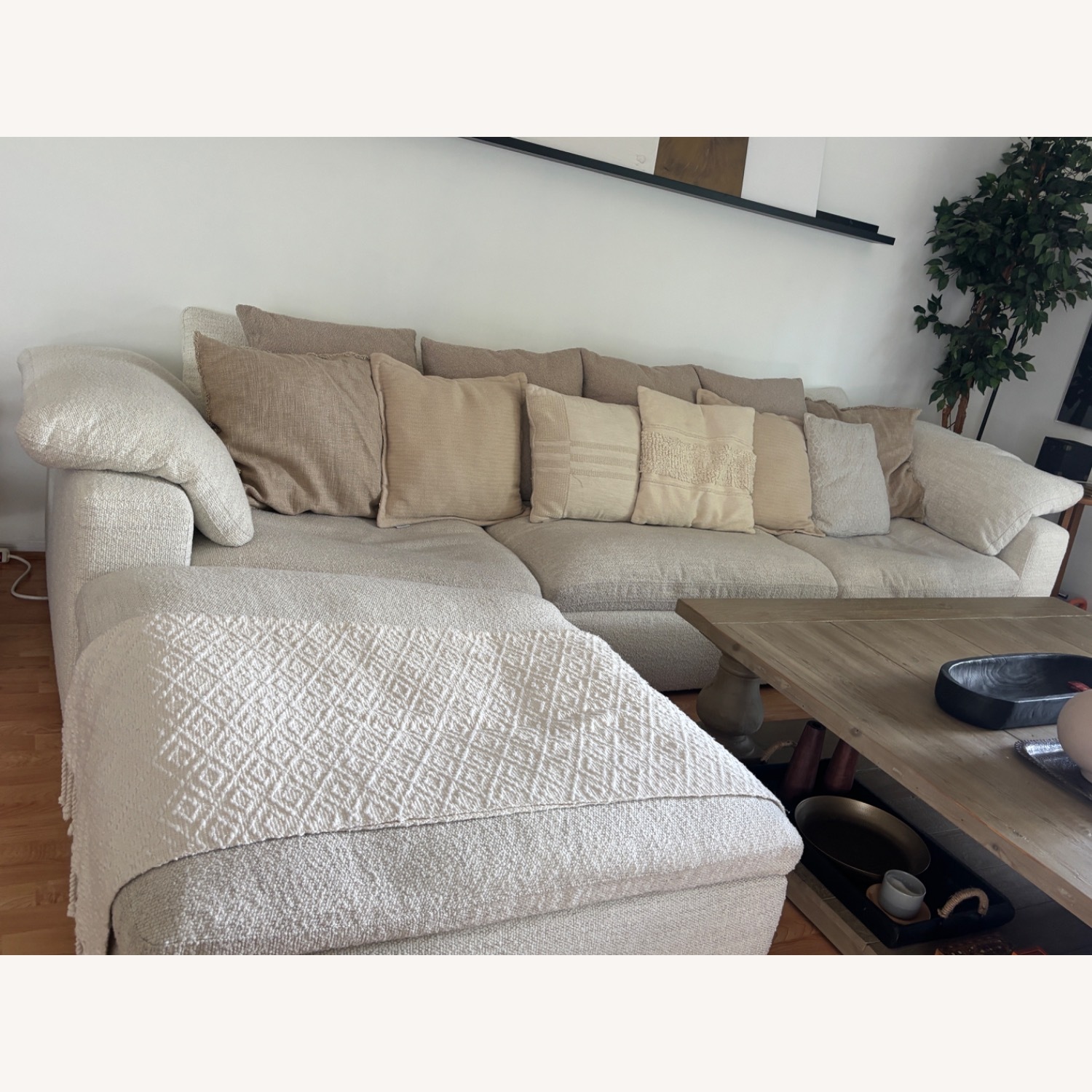 Natural Fabric 3+ Piece Sectional - image-3