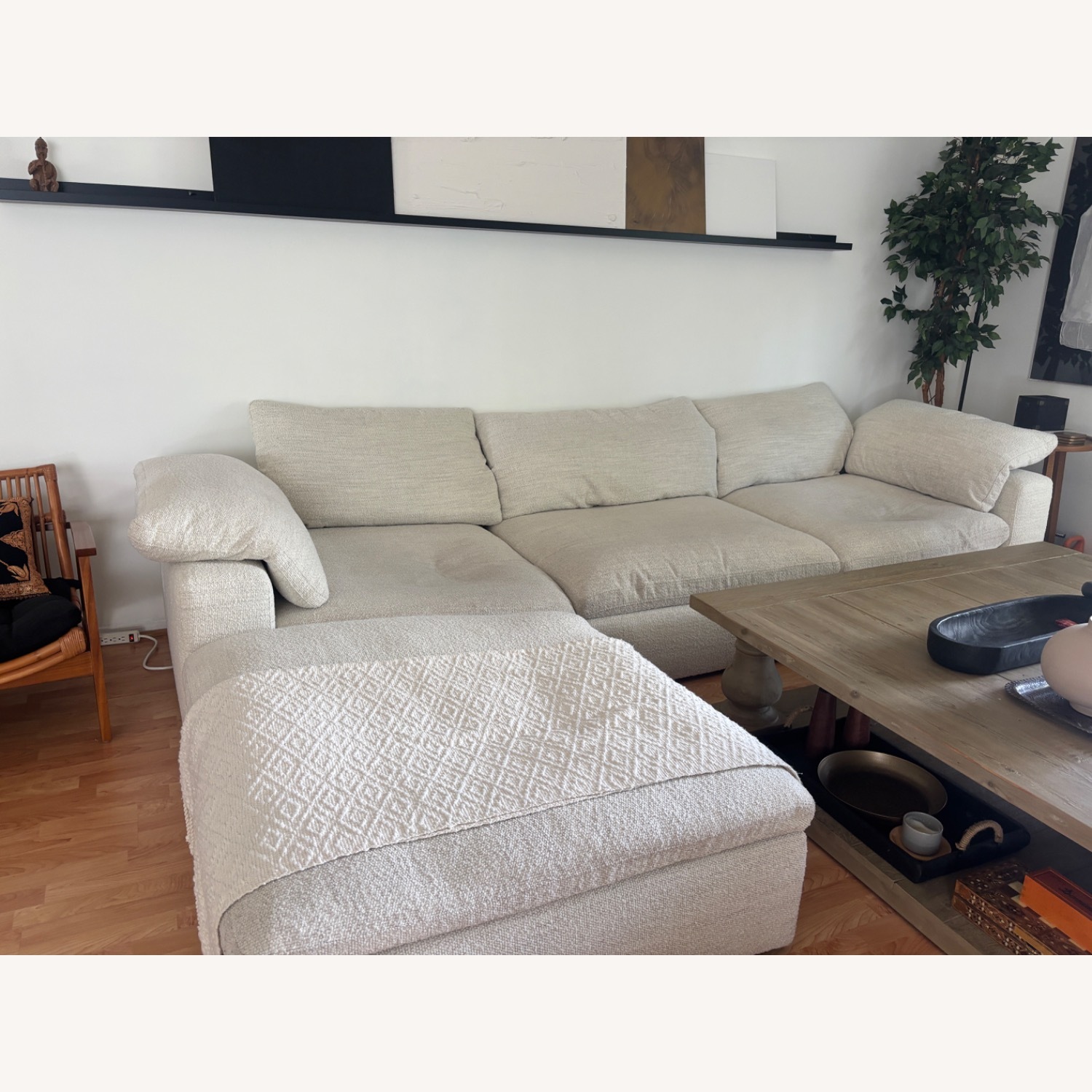 Natural Fabric 3+ Piece Sectional - image-2