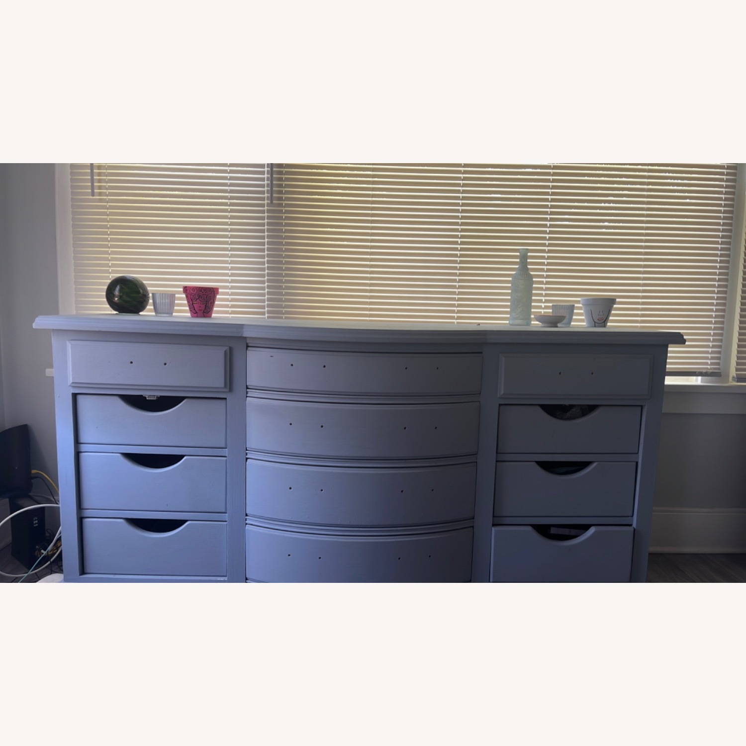 Vintage/Antique Light Gray Wood Dresser - image-1