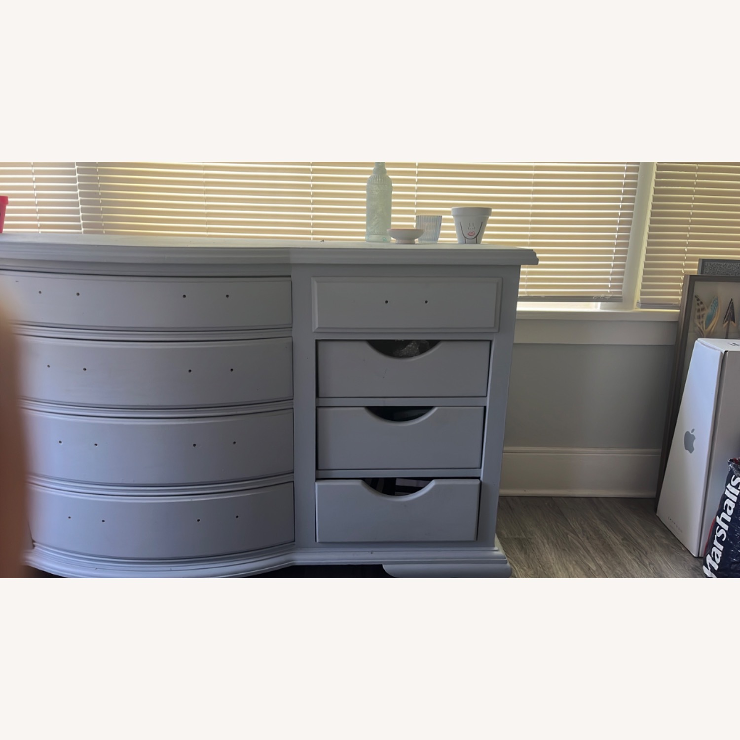 Vintage/Antique Light Gray Wood Dresser - image-3