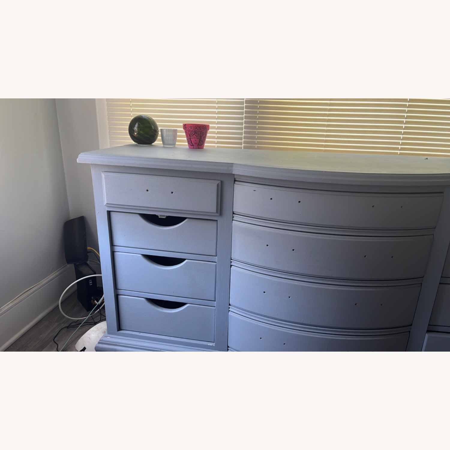 Vintage/Antique Light Gray Wood Dresser - image-4