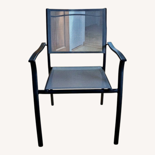 Used Light Gray Sling Fabric Patio Chairs for sale on AptDeco