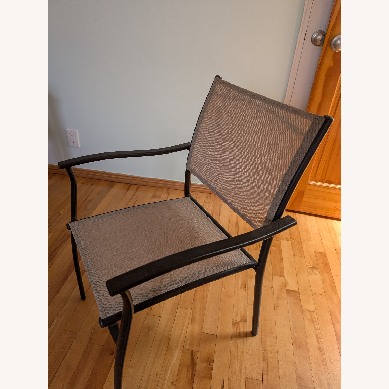 Light Gray Sling Fabric Patio Chairs - image-2