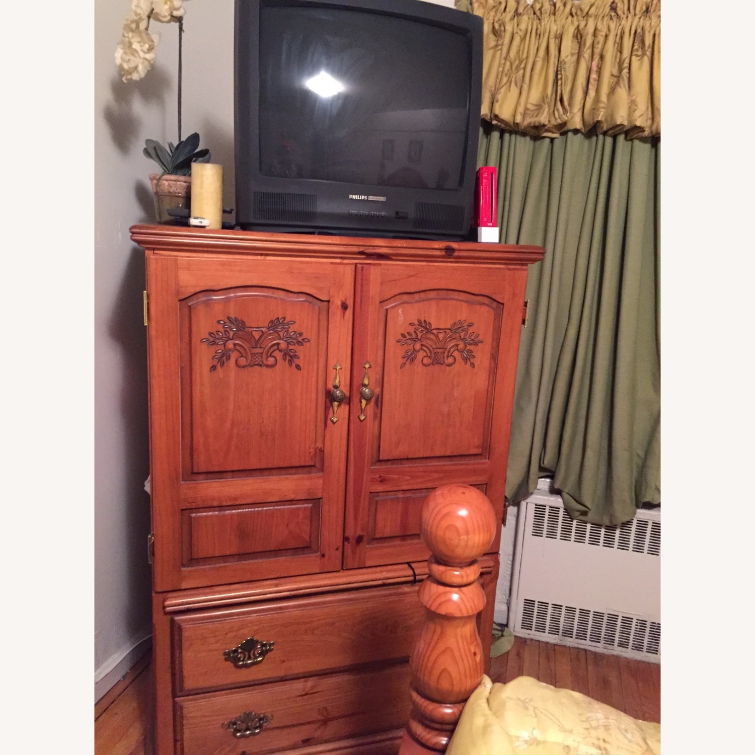 Vintage/Antique Dark Brown Wood Armoire - image-3