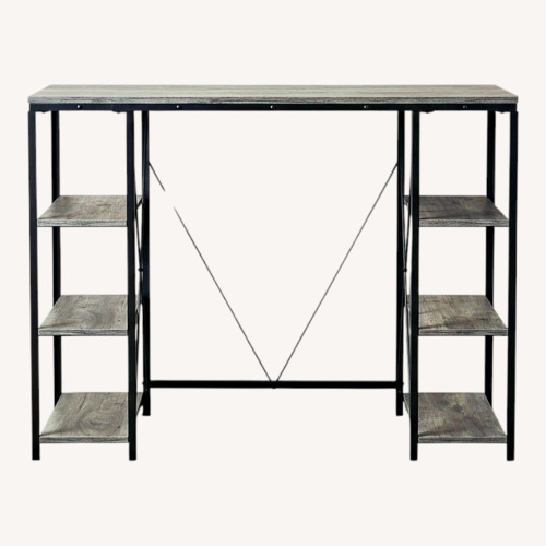 Used Gray Wood & Black Metal Desk W Shelves for sale on AptDeco