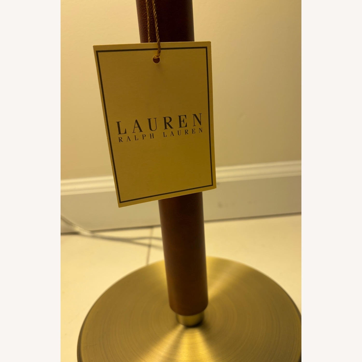 Ralph Lauren Brass and Leather Candlestick Lamps - image-6