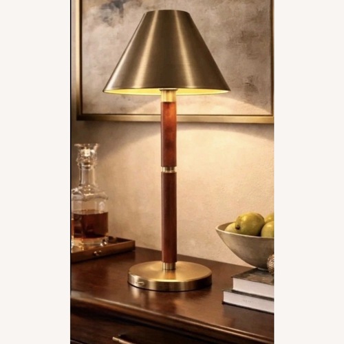 Used Ralph Lauren Brass and Leather Candlestick Lamps for sale on AptDeco