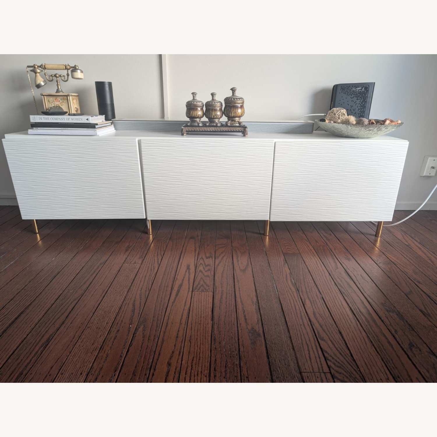 IKEA Modern White Credenza with Gold Legs - image-2