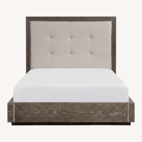 Used Bassett Modern Dark Brown Wood Queen Bed for sale on AptDeco