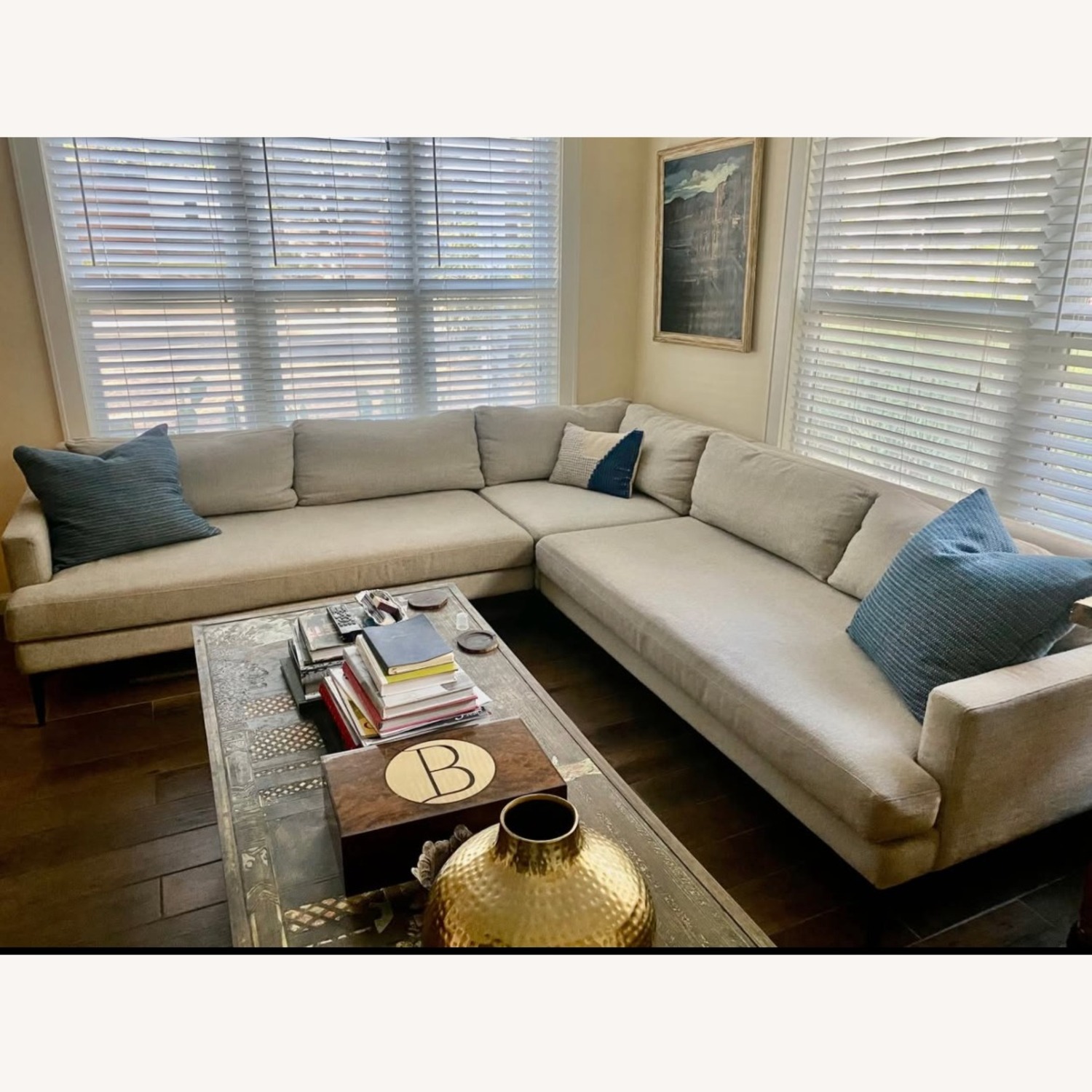West Elm Light Gray Fabric 3+ Piece Sectional - image-3