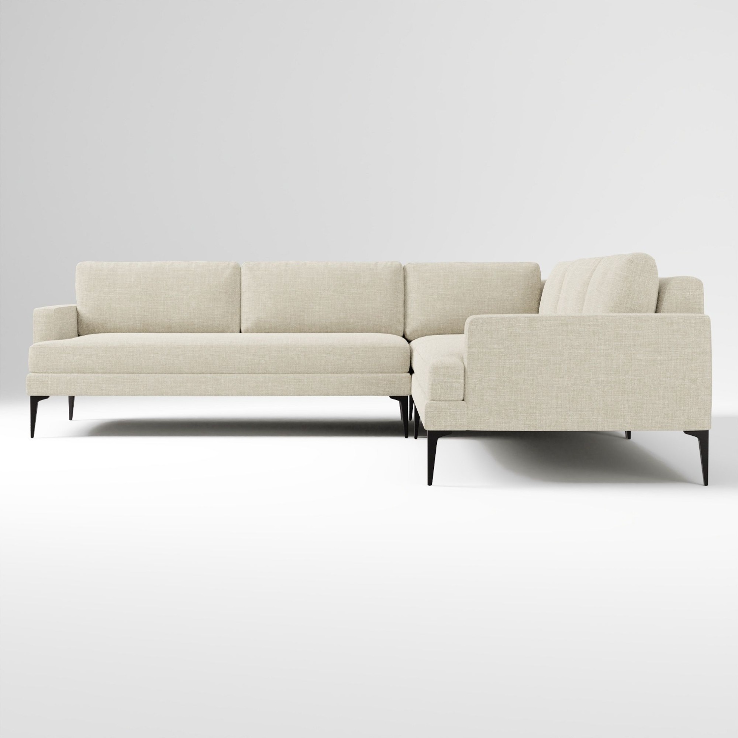 West Elm Light Gray Fabric 3+ Piece Sectional - image-4