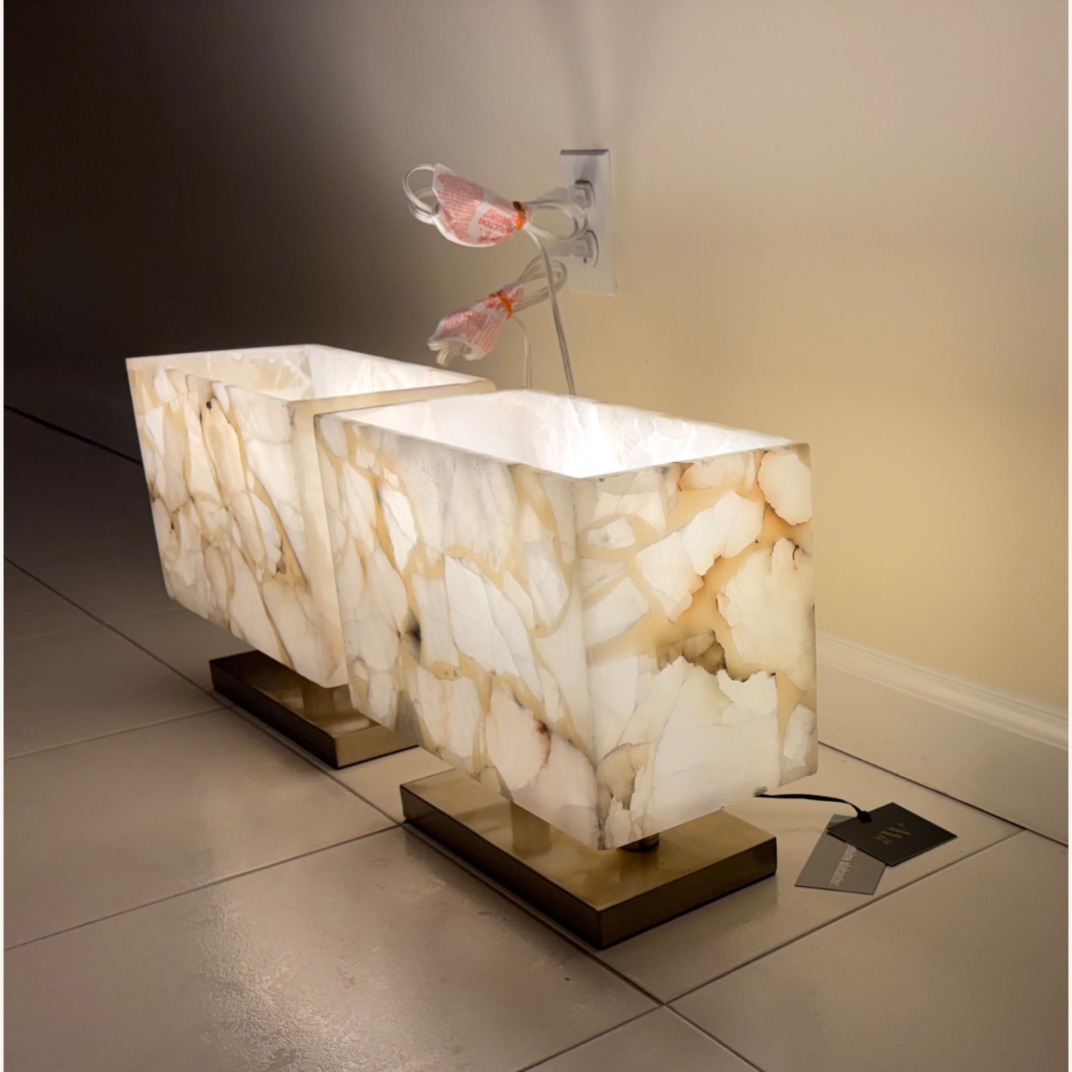 Simon Blake Ghost Axis Alabaster Table Lamps - image-2