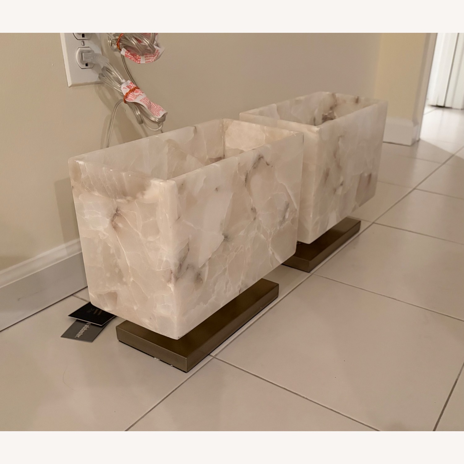 Simon Blake Ghost Axis Alabaster Table Lamps - image-3