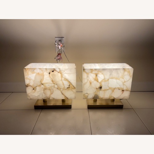 Used Simon Blake Ghost Axis Alabaster Table Lamps  for sale on AptDeco