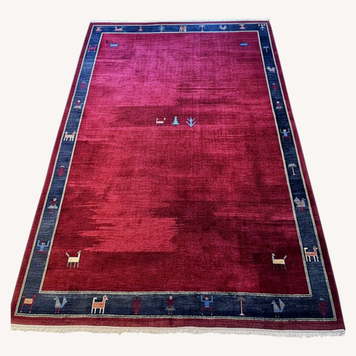 Used Persian Gabbeh Wool Area Rug 8' x 9' for sale on AptDeco