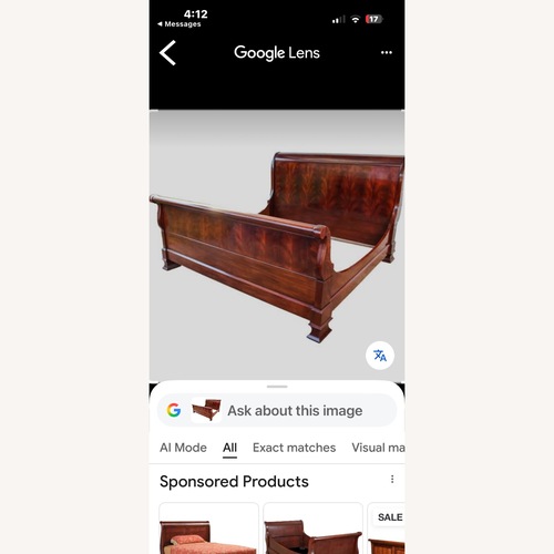 Used Ralph Lauren Mahogany Flame Queen Bed for sale on AptDeco