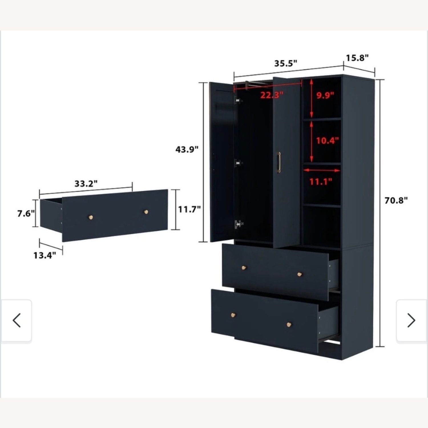 Wayfair Blue Wood Armoire - image-3