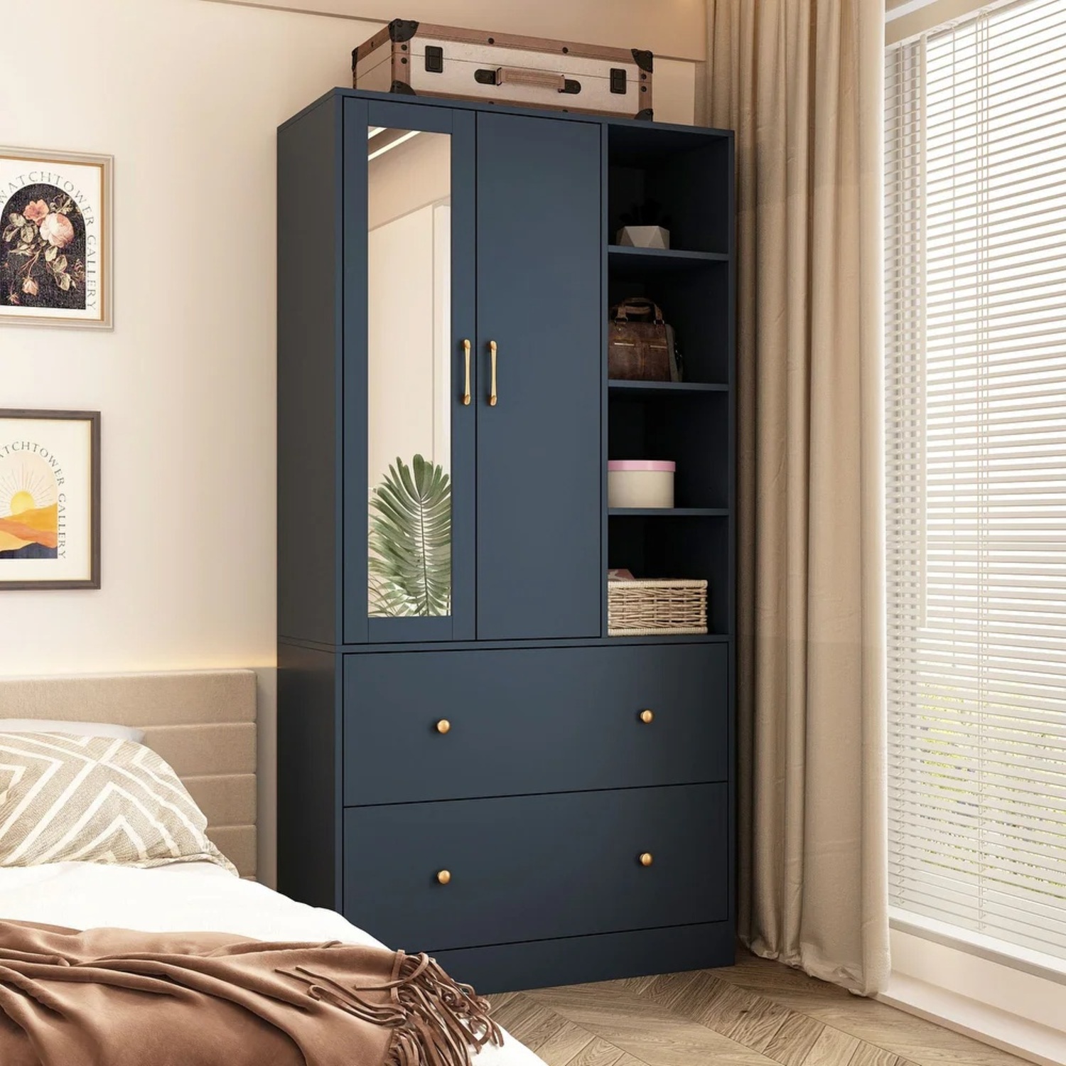 Wayfair Blue Wood Armoire - image-7