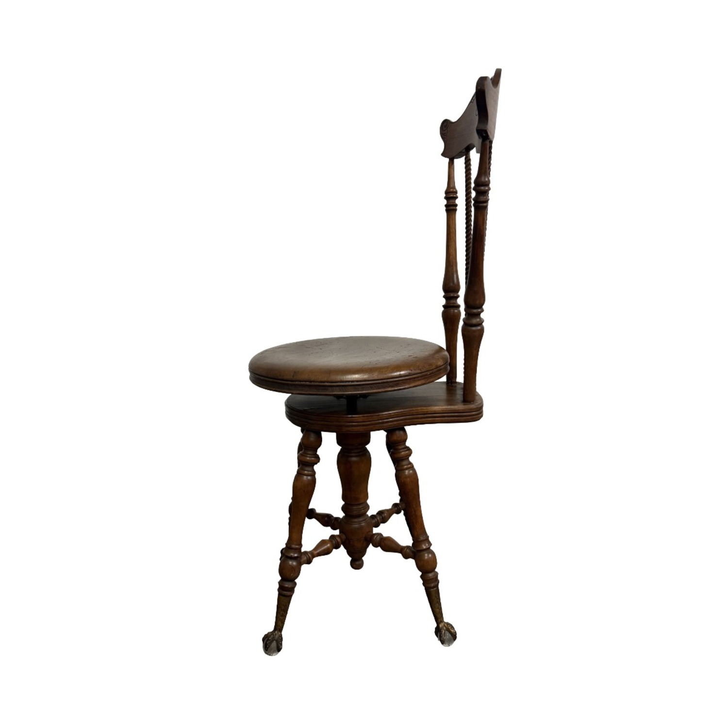 Antique Victorian Piano Stool, Glass Claw Feet - image-3