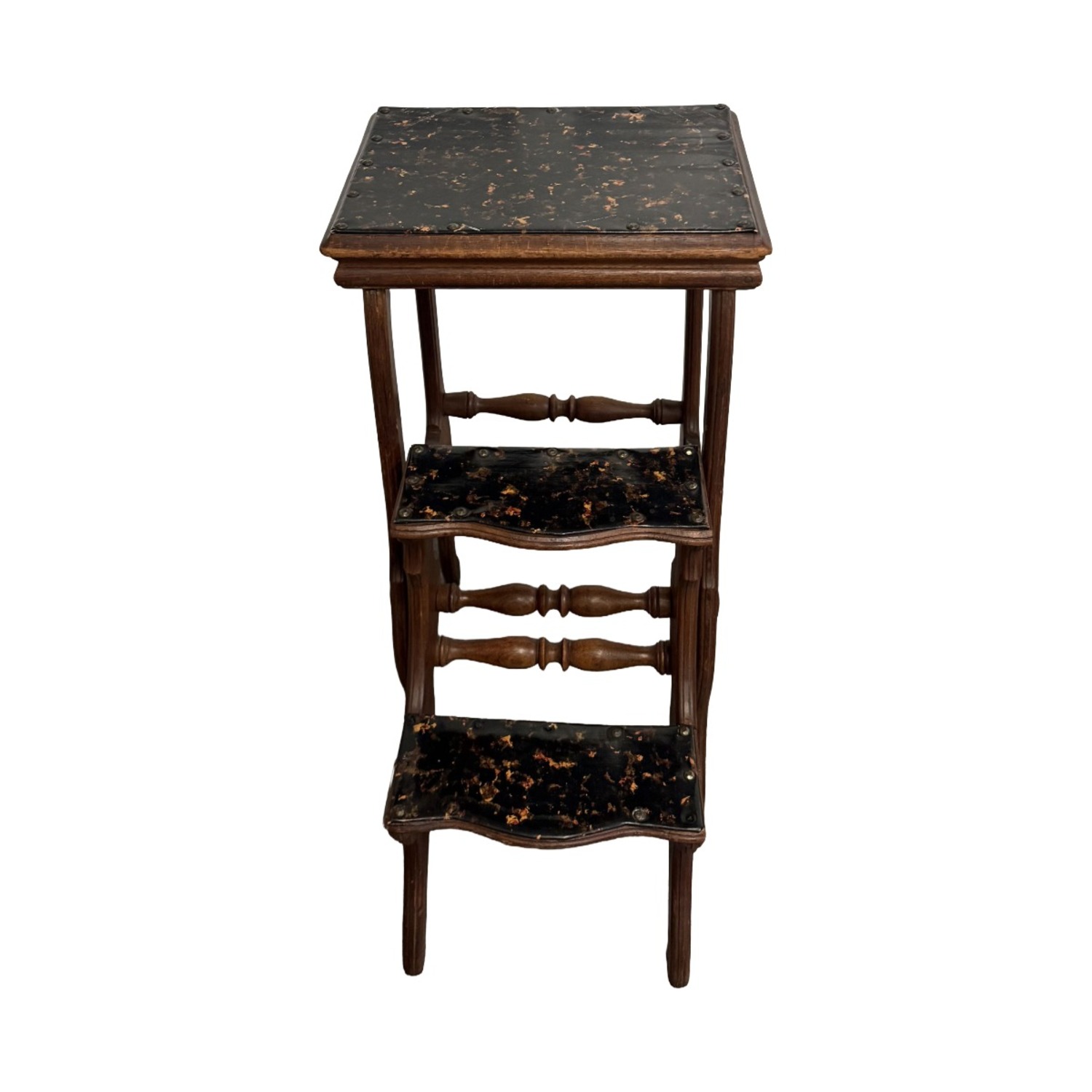Antique Metamorphic Step Stool/Table, Oak - image-1