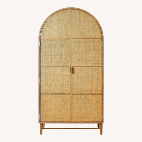 Used Anthropologie Wallace Cane and Oak Armoire for sale on AptDeco