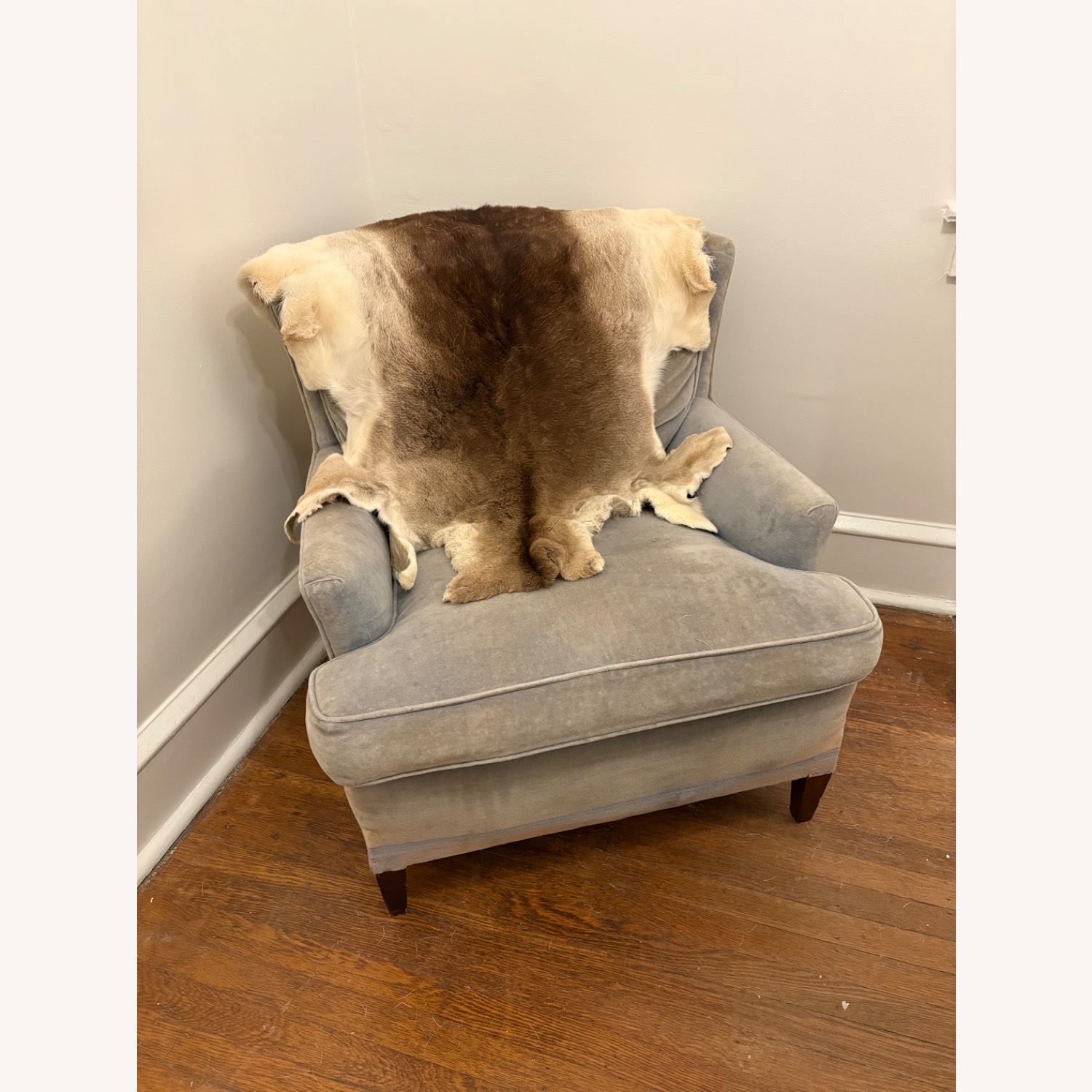 Vintage/Antique Finds Blue Velvet Accent Chair - image-1