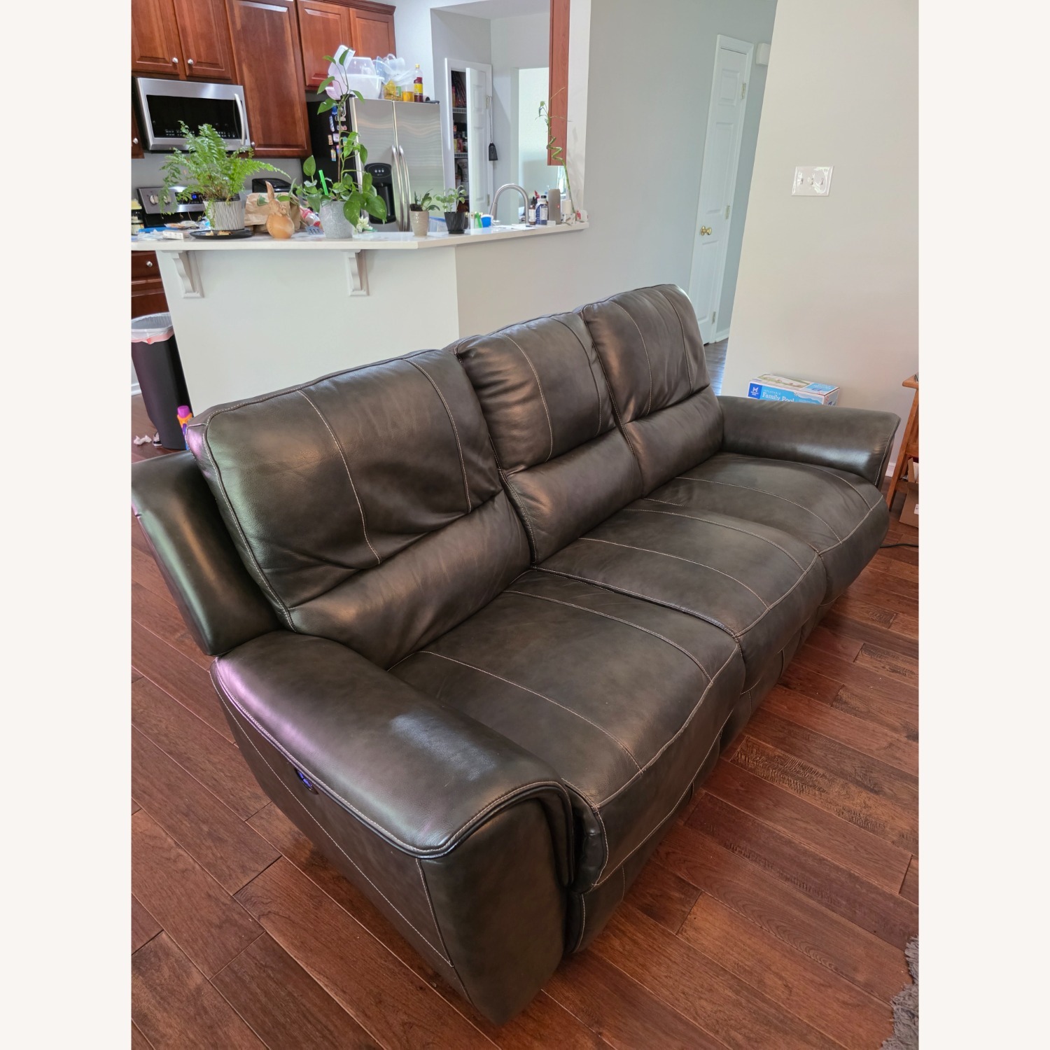 Rooms To Go Dark Gray Dual Motor Powered Reclinging Couch - image-1
