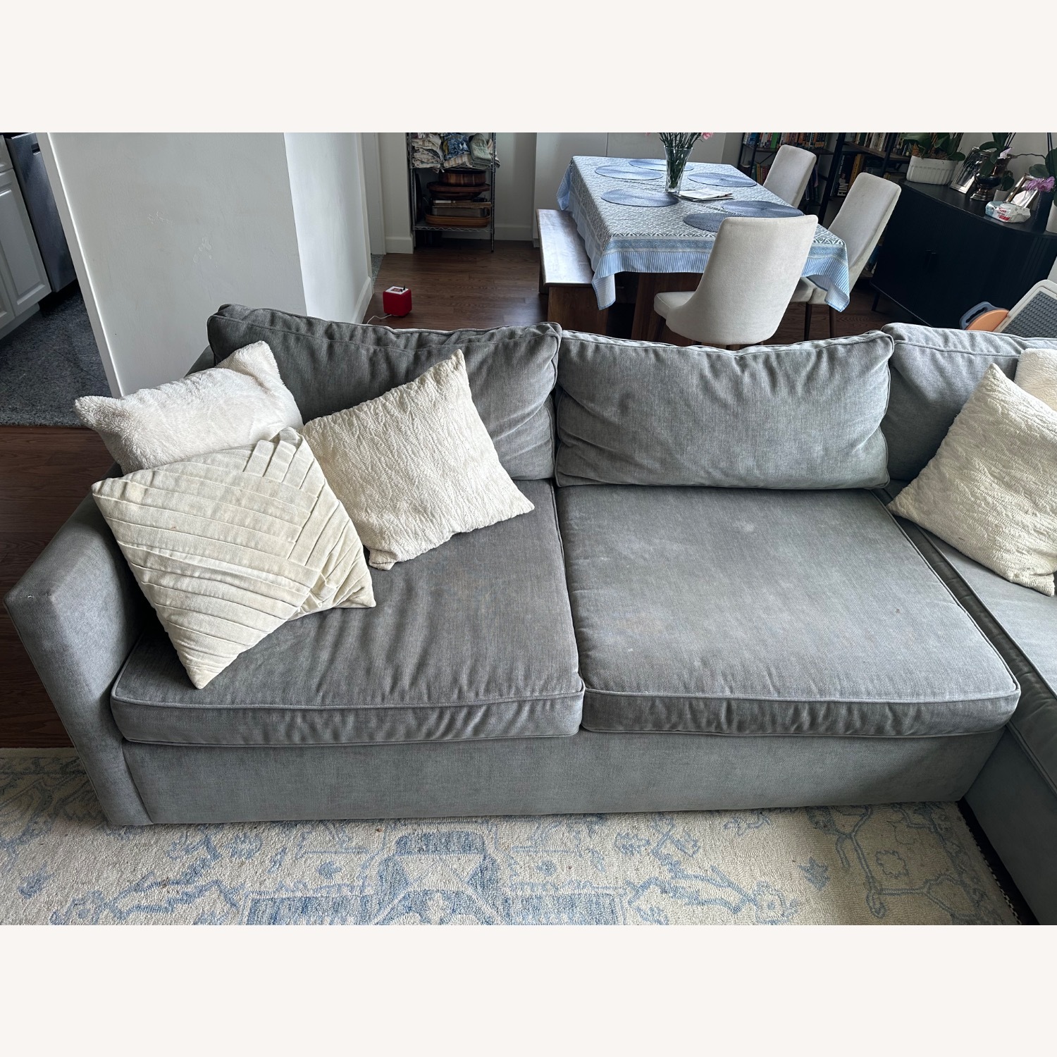 West Elm Dark Gray Fabric 2 Piece Sectional - image-3